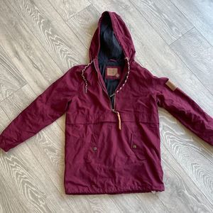 Women's Burgundy Hooded Anorak Jacket